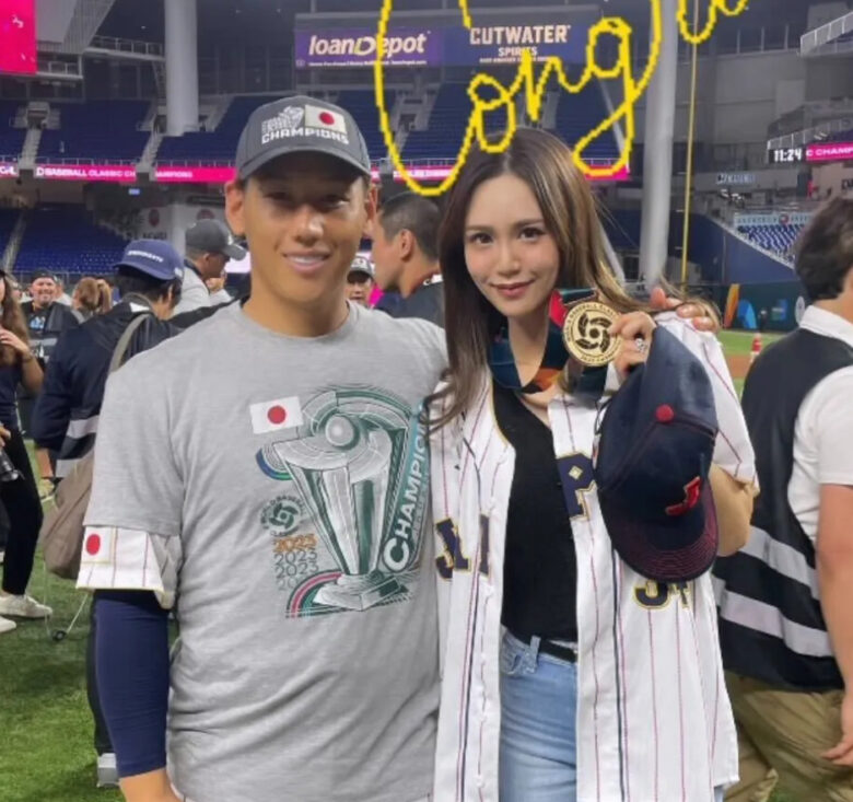 WBC決勝直後の吉田正尚選手と嫁のゆり香さん