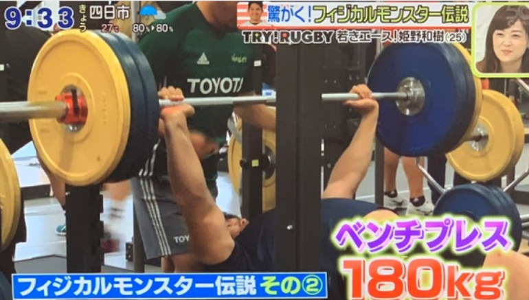 姫野和樹のベンチプレス180キロ